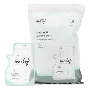 Motif Medical Breastmilk Storage Bags 100 Count 8oz Easy Pour Spout BPA Free NEW